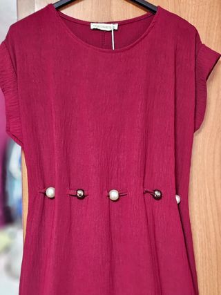 Vestido largo granate - Cinturón