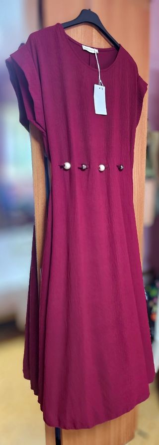 Vestido largo granate - Cinturón