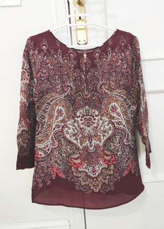 Blusa top Massimo Dutti granate, burdeos, talla S