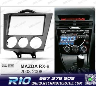 MARCO NEGRO BRILLO RADIO 2-DIN PARA MAZDA RX-8 03-08 AIRE AC