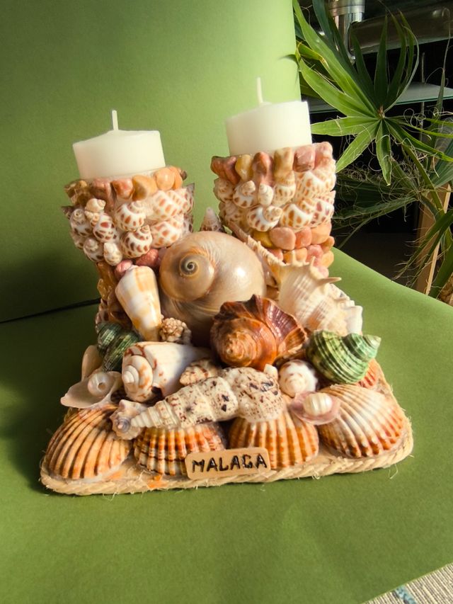Candelabro conchas Málaga - 2 velas