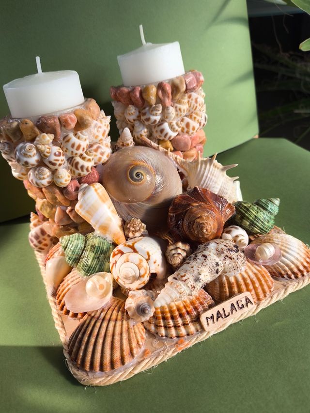 Candelabro conchas Málaga - 2 velas