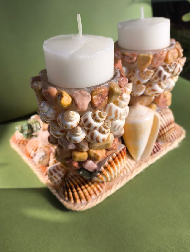 Candelabro conchas Málaga - 2 velas