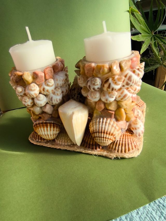 Candelabro conchas Málaga - 2 velas
