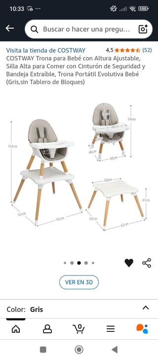 Trona COSTWAY evolutiva bebé