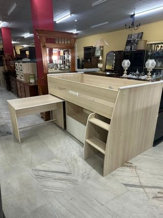 Cama litera con escritorio - beige