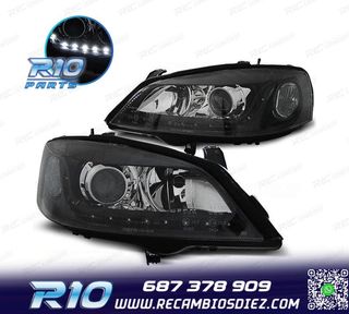 FAROS LUZ DIURNA LED PARA OPEL ASTRA G 97-04 FONDO NEGRO