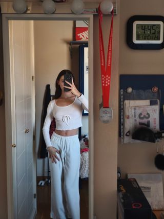Crop top blanco manga larga