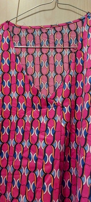 Camicia vintage rosa multicolor