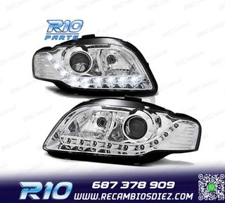 FAROS LUZ DIURNA LED AUDI A4 B7 04-08 CROMADOS