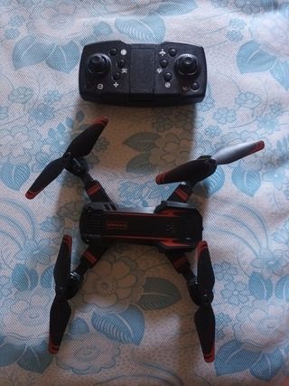 Dron plegable negro y rojo