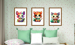 3 Cuadros infantiles con gatitos