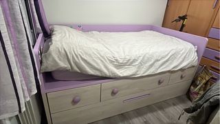 Cama nido infantil - lila y blanco