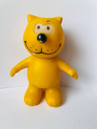 Figura gato Isidoro muñeco goma blanda 1980