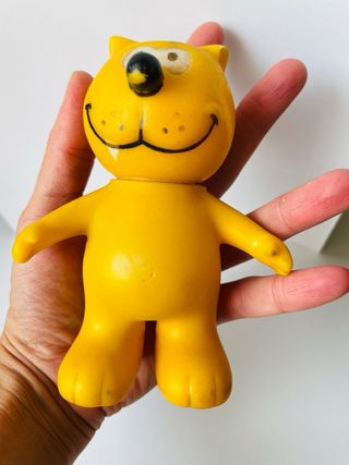 Figura gato Isidoro muñeco goma blanda 1980