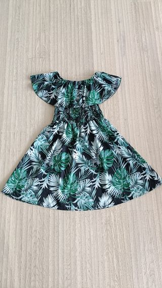 Abito estivo fantasia tropicale verde, tg. Unica 