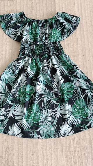 Abito estivo fantasia tropicale verde, tg. Unica 