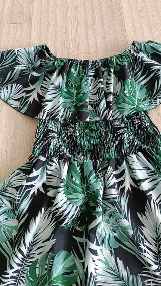 Abito estivo fantasia tropicale verde, tg. Unica 