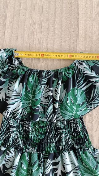 Abito estivo fantasia tropicale verde, tg. Unica 