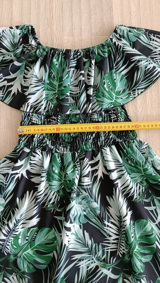 Abito estivo fantasia tropicale verde, tg. Unica 