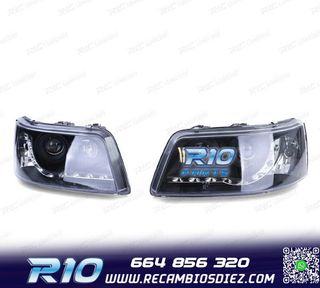 FAROS VOLKSWAGEN VW T5 03-09 LUZ LED DIURNA FONDO NEGRO