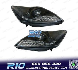 FAROS FORD FOCUS 08- LUZ DIURNA LED NEGRO