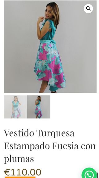 Vestido cóctel turquesa estampado