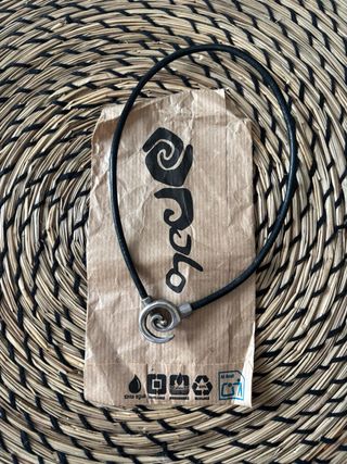 Collar cuero negro - acero