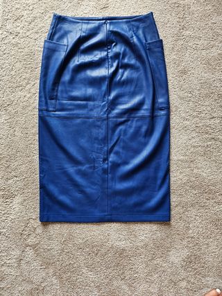 Falda midi azul ecopiel tacto top New
