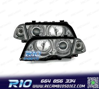 FAROS BMW E46 4 PUERTAS 98-01 OJOS ANGEL CCFL FONDO CROMO H7