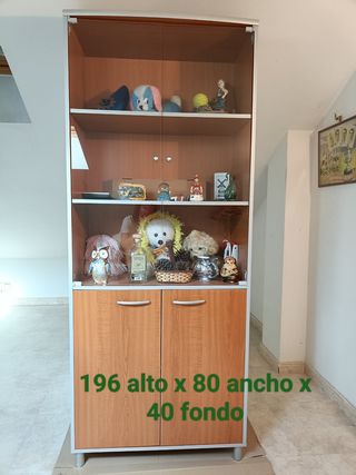 Conjunto de vitrina y armario madera-cristal