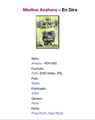 DVD Medina Azahara En Gira