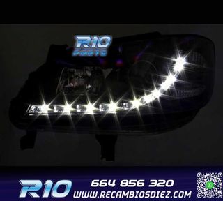 FAROS PARA OPEL ZAFIRA 99-05 LUZ DIURNA LED FONDO NEGRO