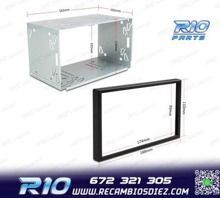 CAJON ADAPTADOR 2 DIN UNIVERSAL METALICO CON MARCO