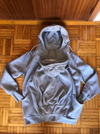 Sudadera gris premamá-porteo cremallera