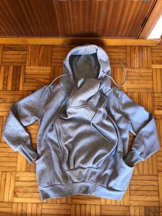 Sudadera gris premamá-porteo cremallera