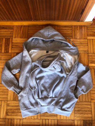 Sudadera gris premamá-porteo cremallera