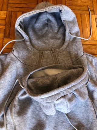 Sudadera gris premamá-porteo cremallera