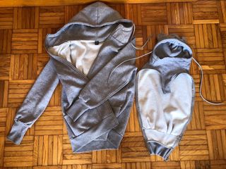 Sudadera gris premamá-porteo cremallera
