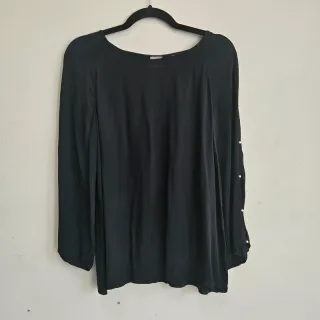 Massimo Dutti m top negro perlas manga larga