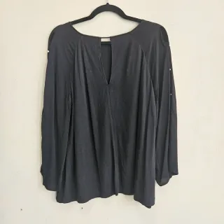 Massimo Dutti m top negro perlas manga larga