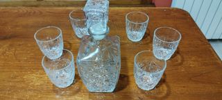 Decantador licor + 6 vasos cristal