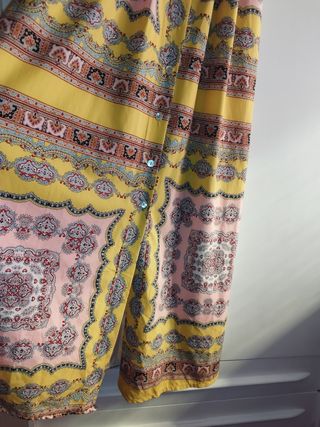 Vestido largo estampado - Amarillo y Rosa