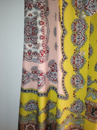 Vestido largo estampado - Amarillo y Rosa
