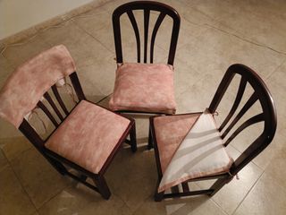 3 Sillas madera acolchadas - Rosa