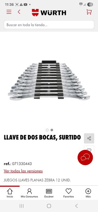 Juego Llaves fijas Wurth 12uds
