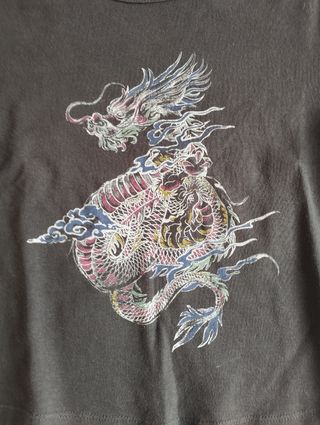 Camiseta Bershka dragón gris - Talla S