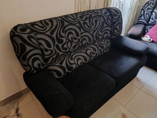 2 sofás de 2 y 3 plazas - Negro y Gris