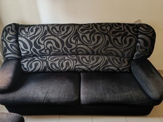 2 sofás de 2 y 3 plazas - Negro y Gris