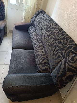 2 sofás de 2 y 3 plazas - Negro y Gris